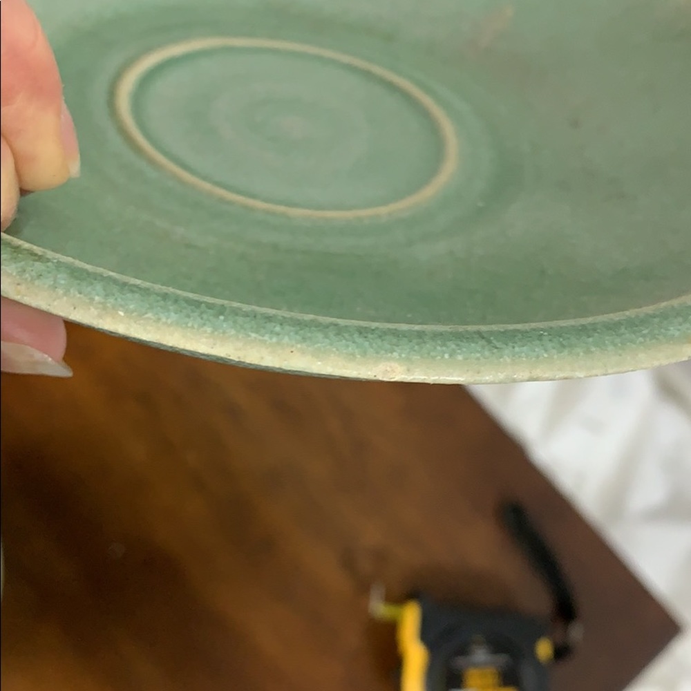 Extra Large Green Handmade Pottery Cup & Saucer - Picture 6 of 6